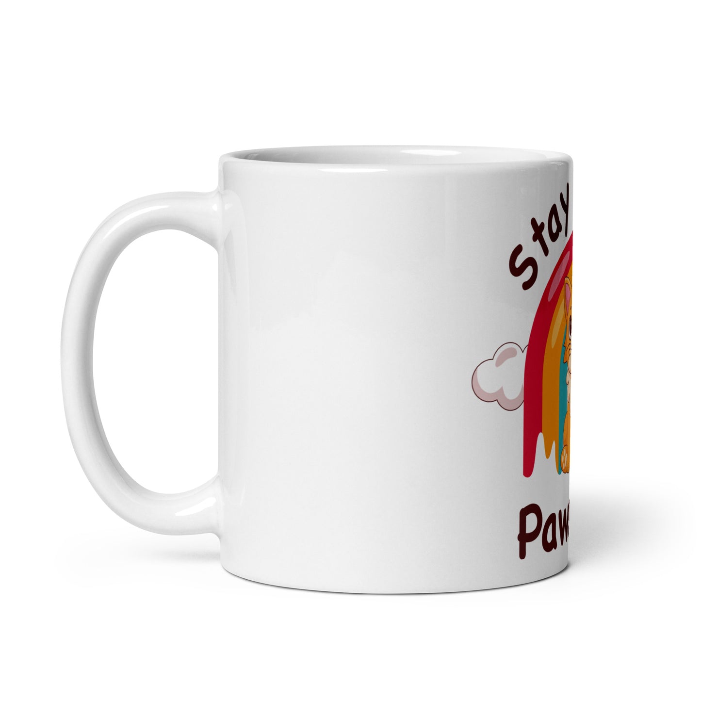 Cute Cat Mug – Stay Pawsitive (Rainbow Joy) - JollyKitties