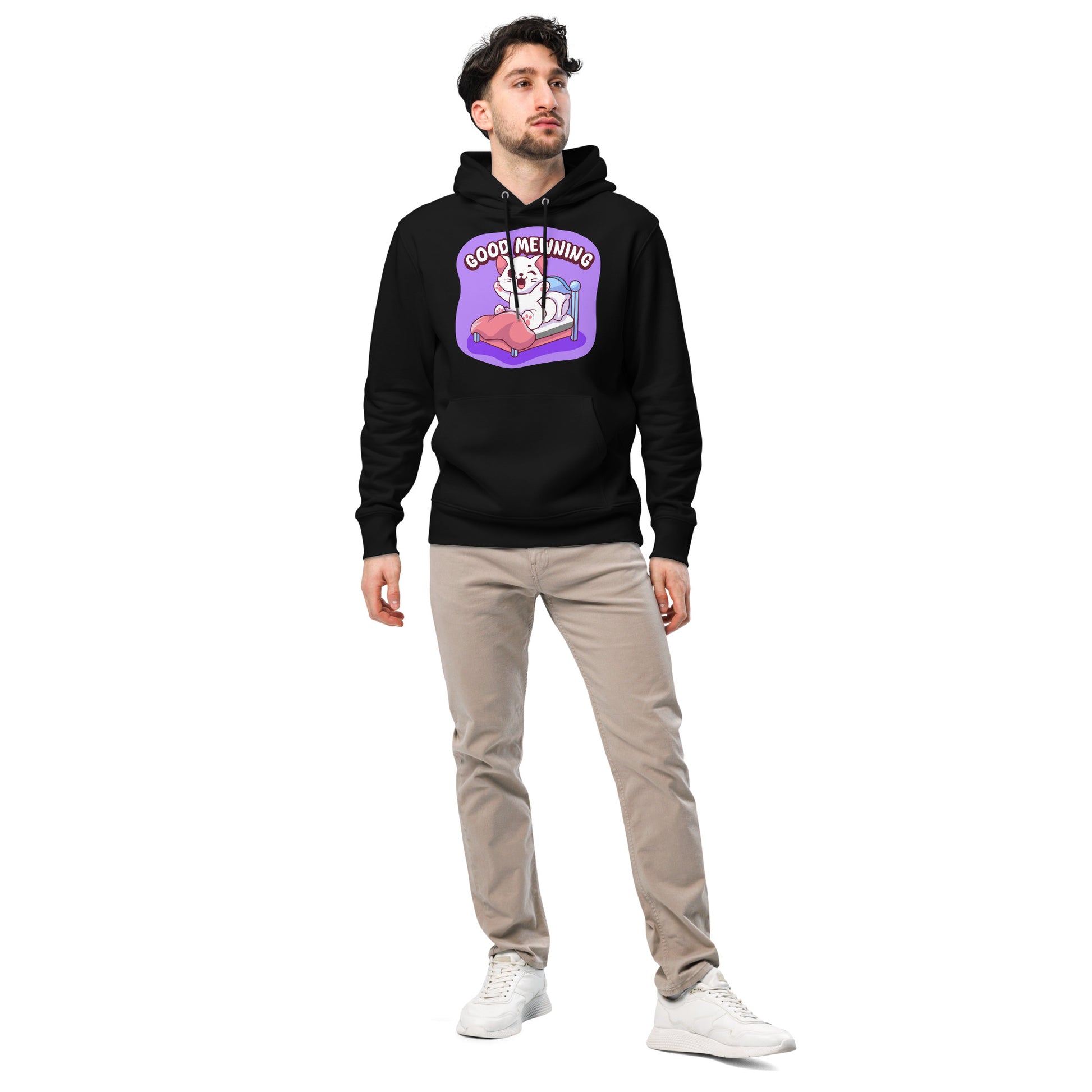 Cute Cat Hoodie – Good Mewning (Purple Edition) - JollyKitties