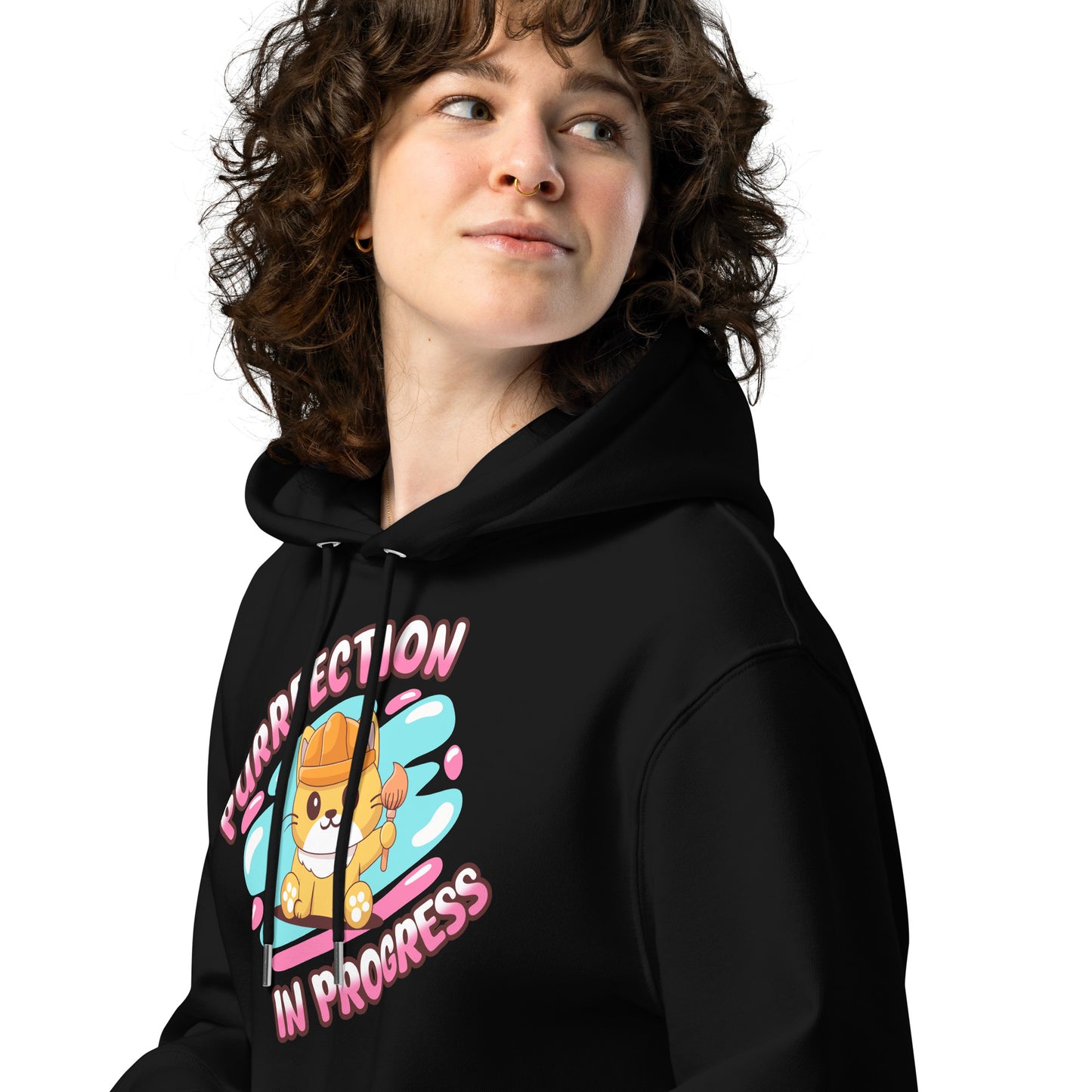 Cute Cat Hoodie – Purrfection in Progress - JollyKitties