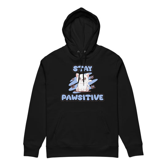 Cute Cat Hoodie – Stay Pawsitive (Blue Zen) - JollyKitties