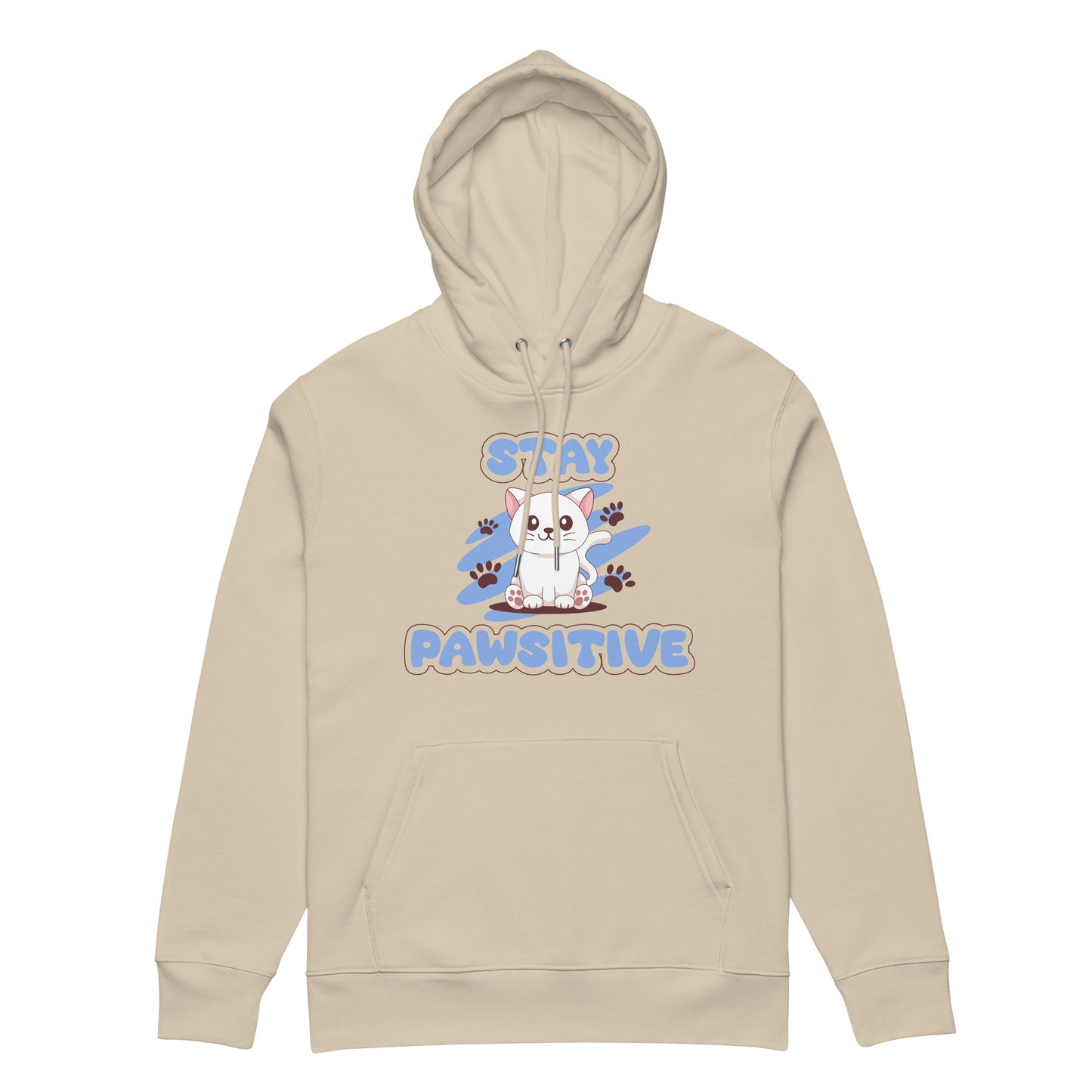 Cute Cat Hoodie – Stay Pawsitive (Blue Zen) - JollyKitties