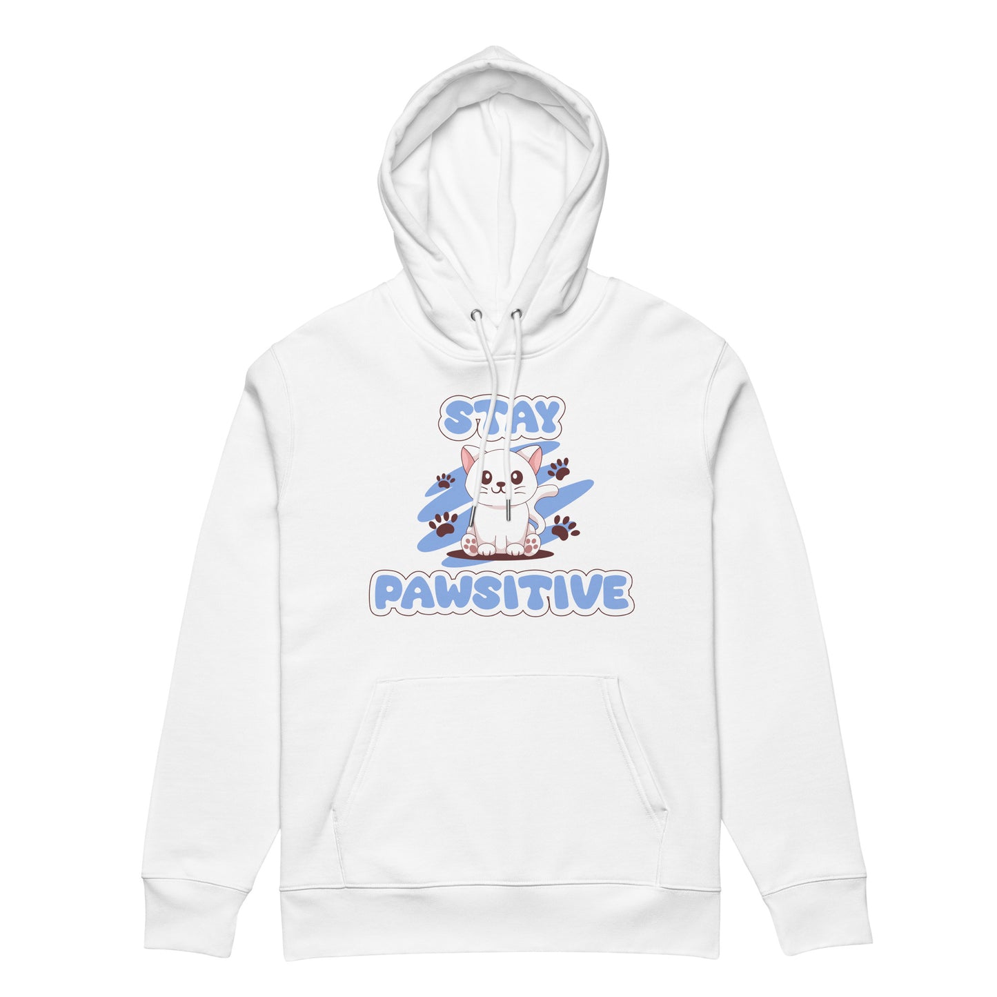 Cute Cat Hoodie – Stay Pawsitive (Blue Zen) - JollyKitties