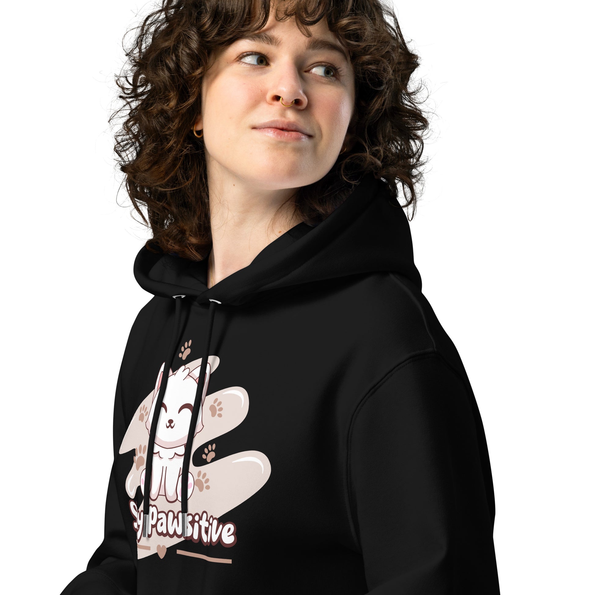 Cute Cat Hoodie – Stay Pawsitive (Pink Splash) - JollyKitties