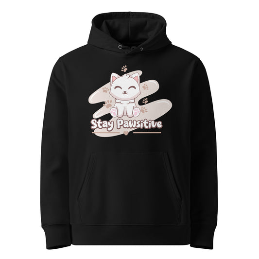 Cute Cat Hoodie – Stay Pawsitive (Pink Splash) - JollyKitties