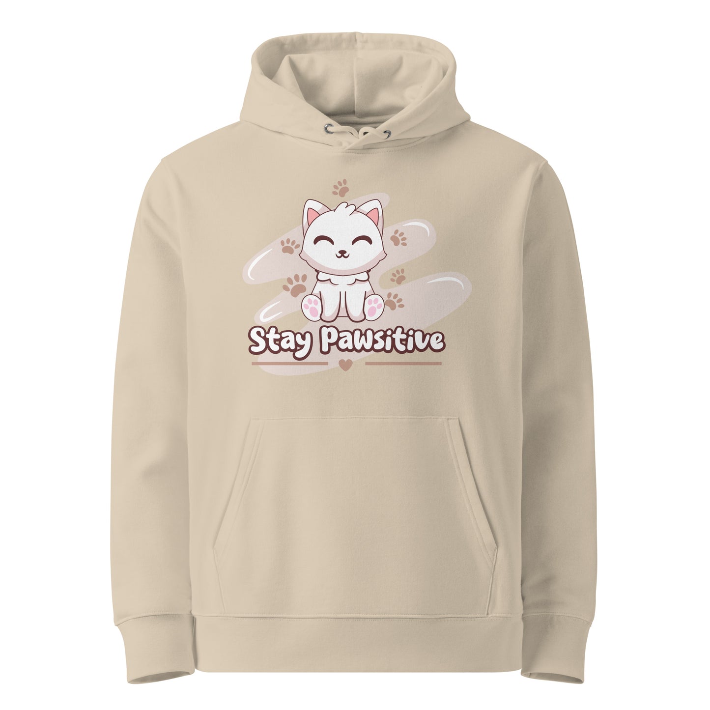 Cute Cat Hoodie – Stay Pawsitive (Pink Splash) - JollyKitties
