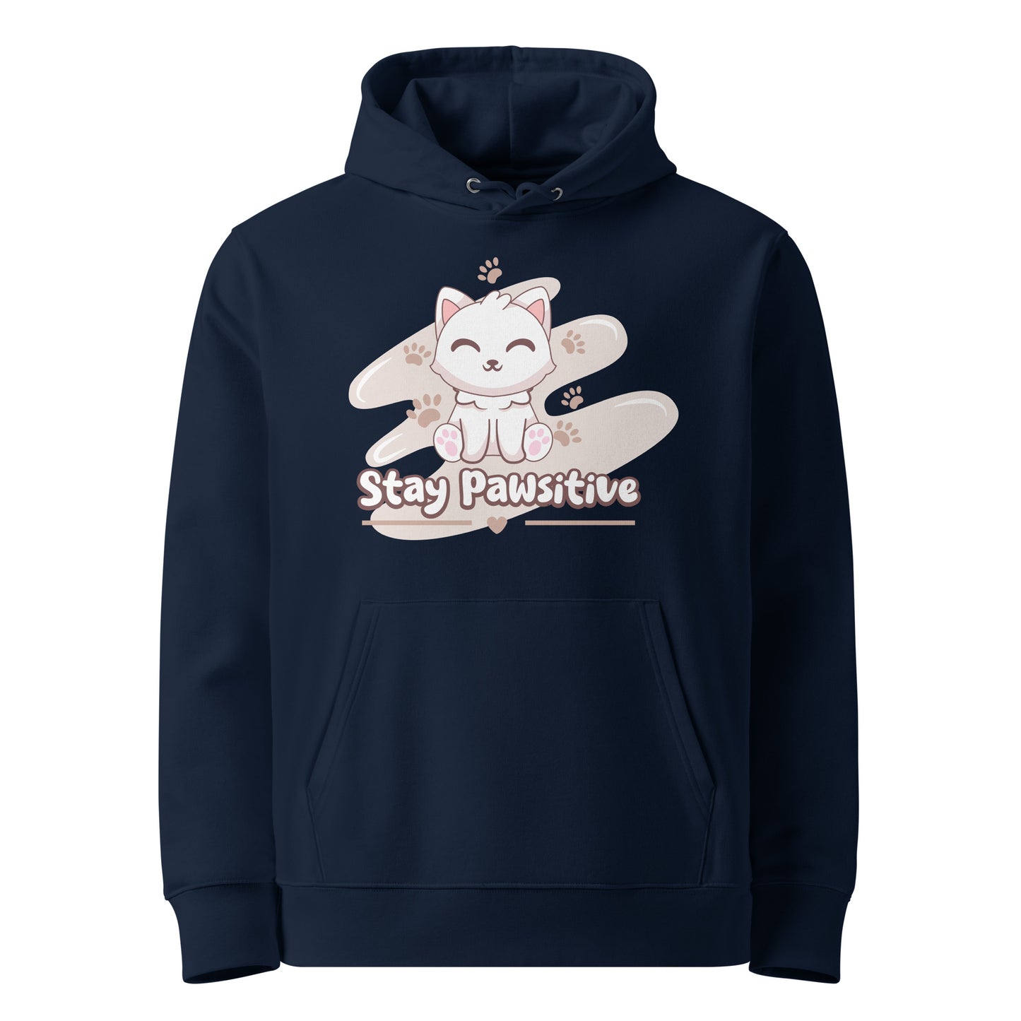 Cute Cat Hoodie – Stay Pawsitive (Pink Splash) - JollyKitties