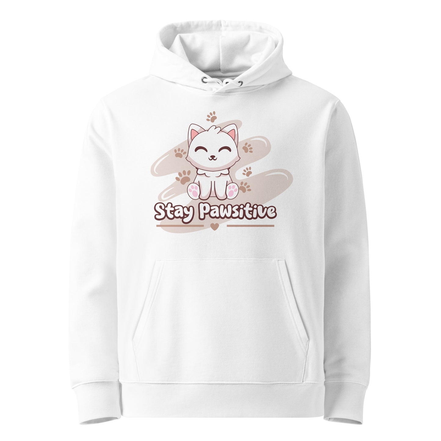 Cute Cat Hoodie – Stay Pawsitive (Pink Splash) - JollyKitties