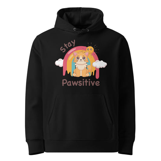 Cute Cat Hoodie – Stay Pawsitive (Rainbow Joy) - JollyKitties