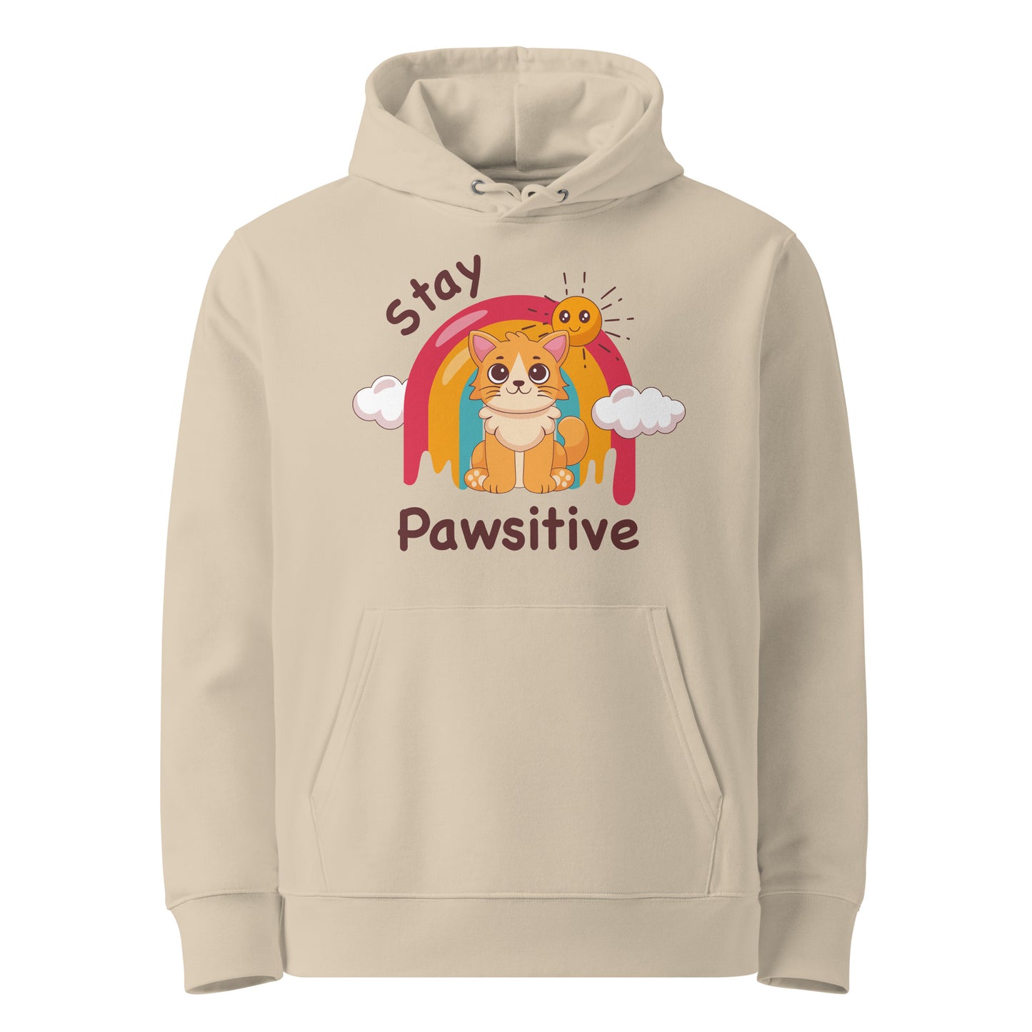 Cute Cat Hoodie – Stay Pawsitive (Rainbow Joy) - JollyKitties