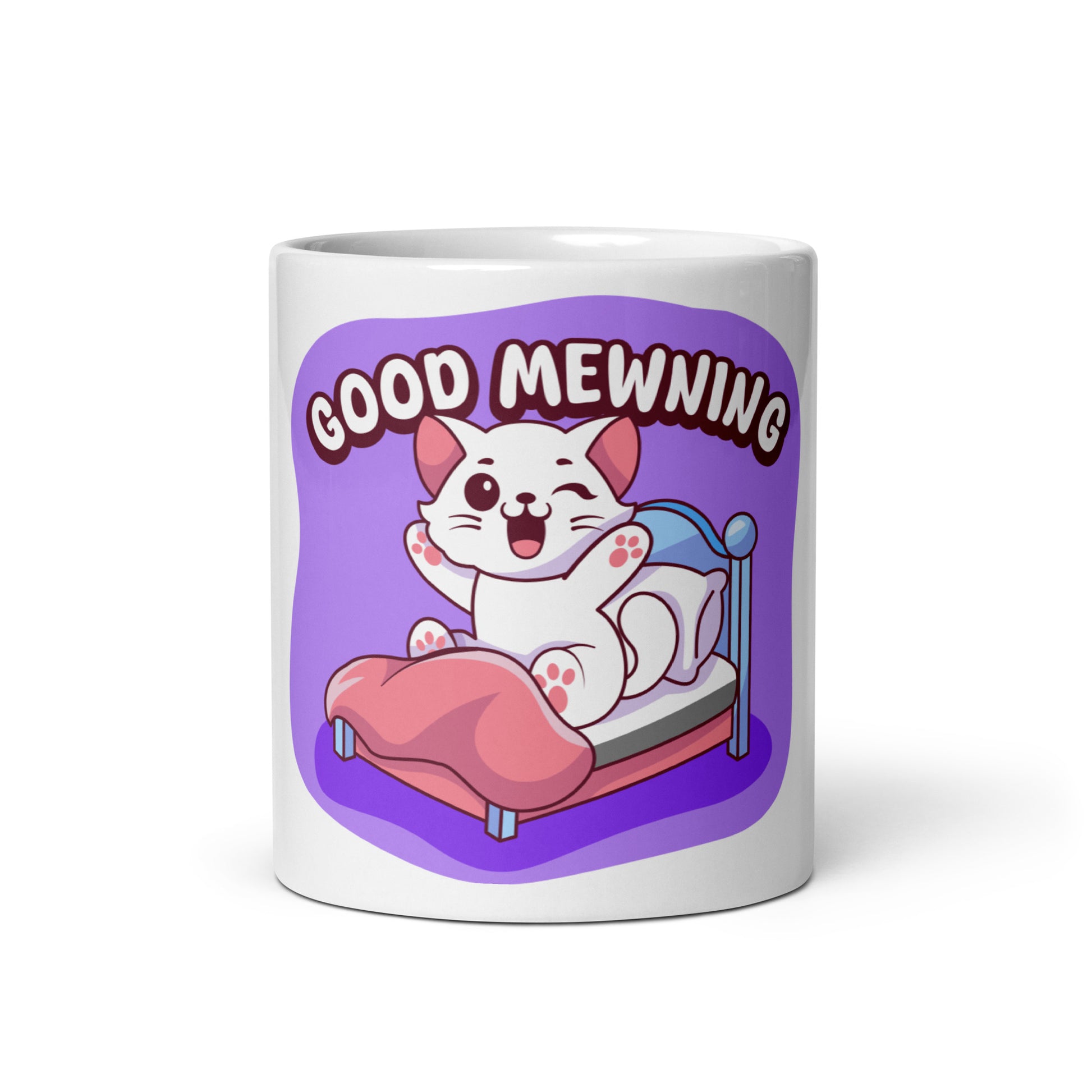 Cute Cat Mug – Good Mewning (Purple Edition) - JollyKitties