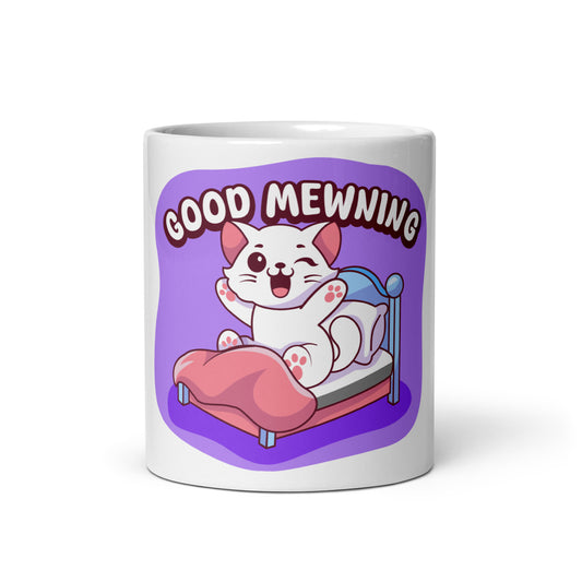Cute Cat Mug – Good Mewning (Purple Edition) - JollyKitties