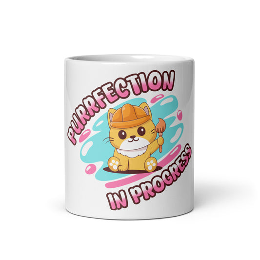 Cute Cat Mug – Purrfection in Progress - JollyKitties