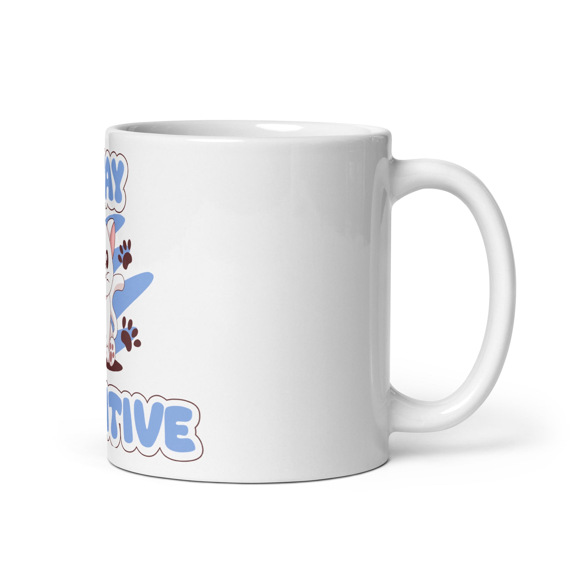 Cute Cat Mug – Stay Pawsitive (Blue Zen) - JollyKitties