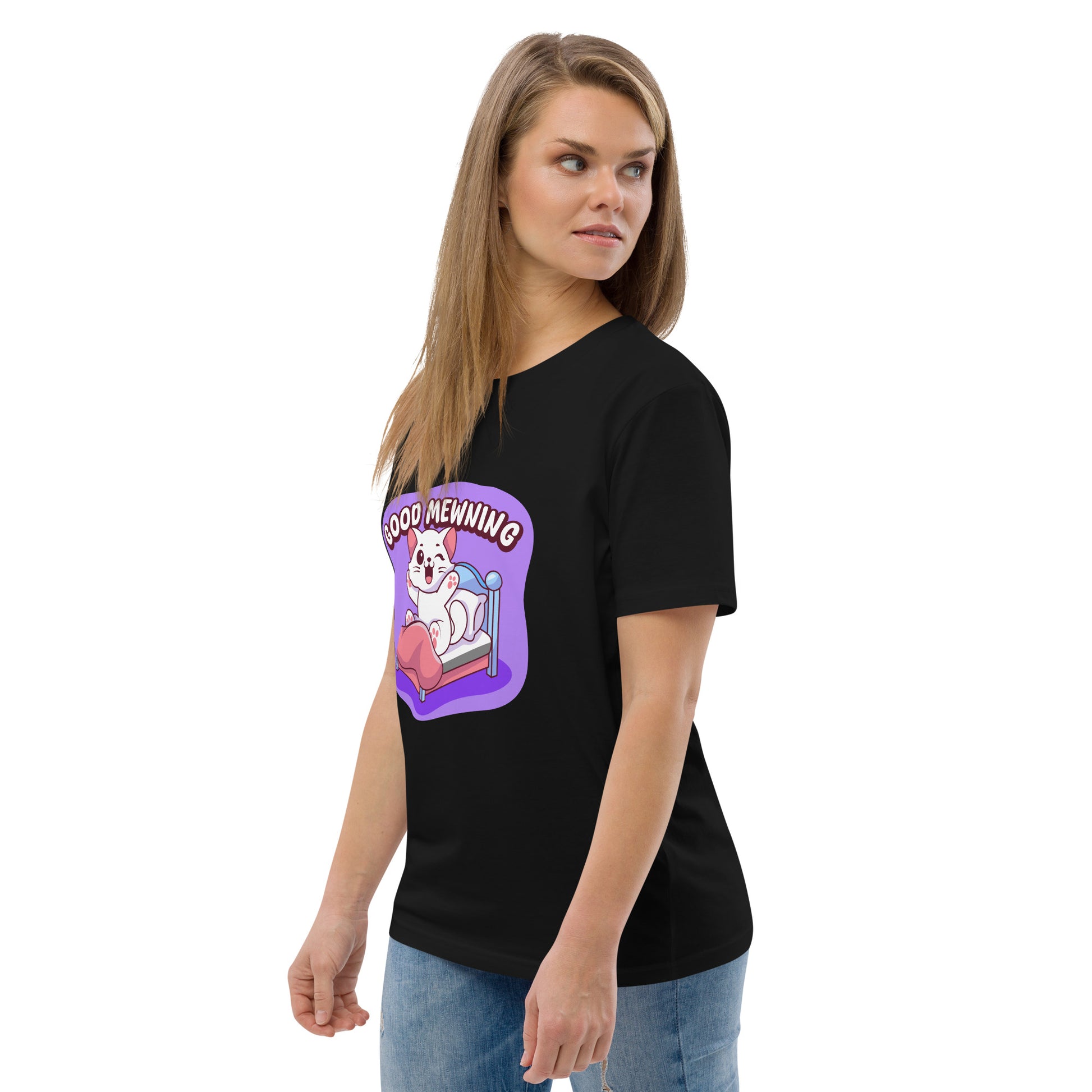 Cute Cat T-Shirt – Good Mewning (Purple Edition) - JollyKitties
