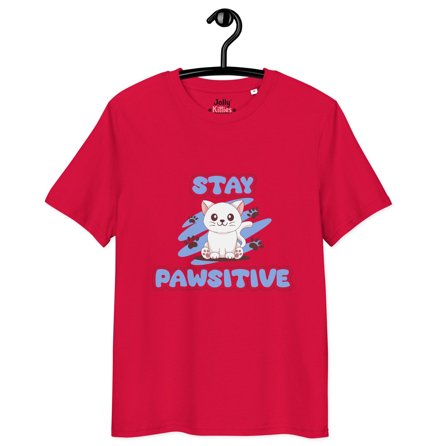 Cute Cat T-Shirt – Stay Pawsitive (Blue Zen) - JollyKitties