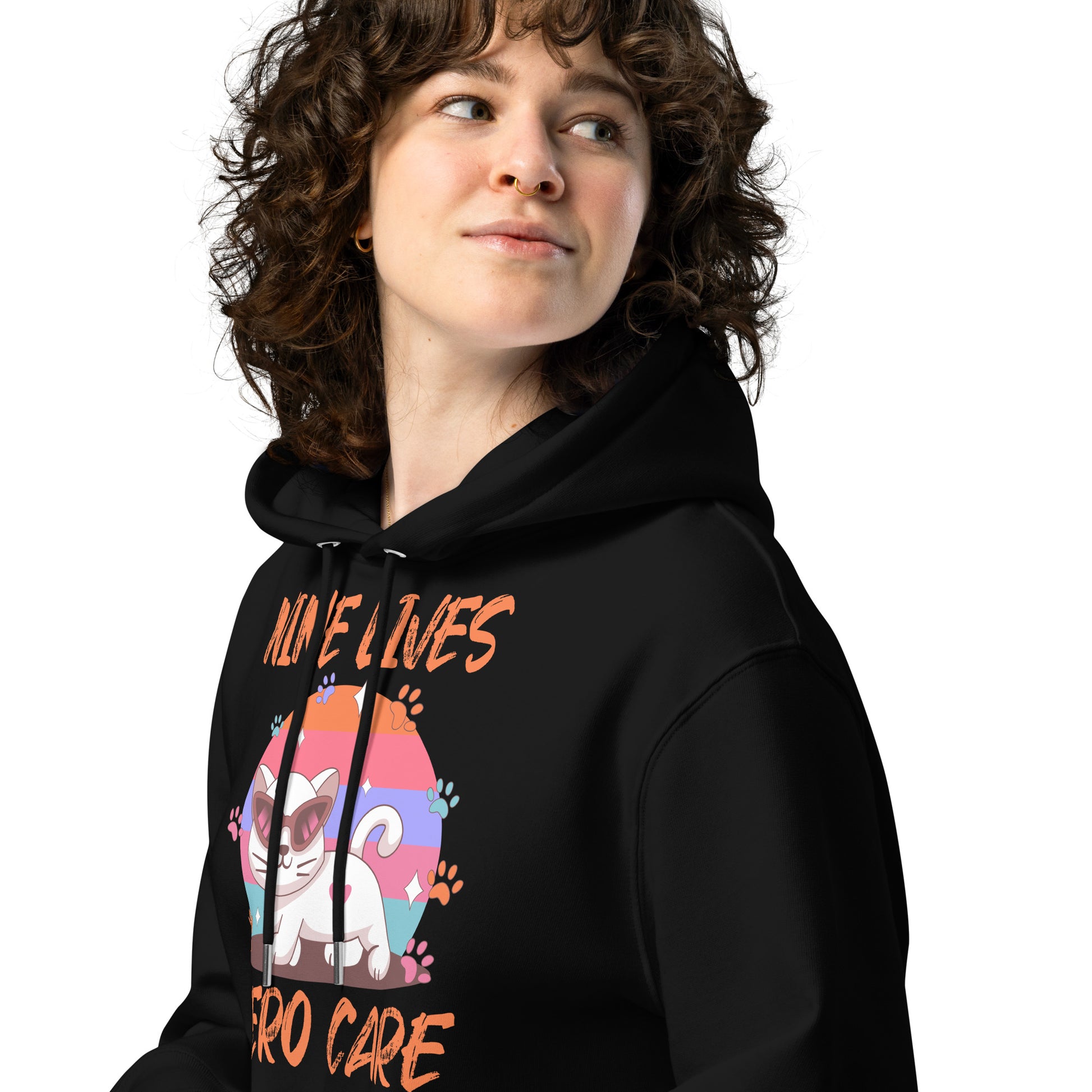 Funny Cat Hoodie – Nine Lives Zero Care - JollyKitties