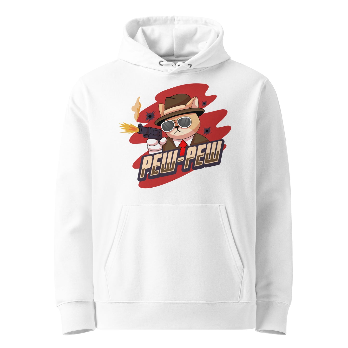 Funny Cat Hoodie – Pew Pew (Red Splash Edition) - JollyKitties