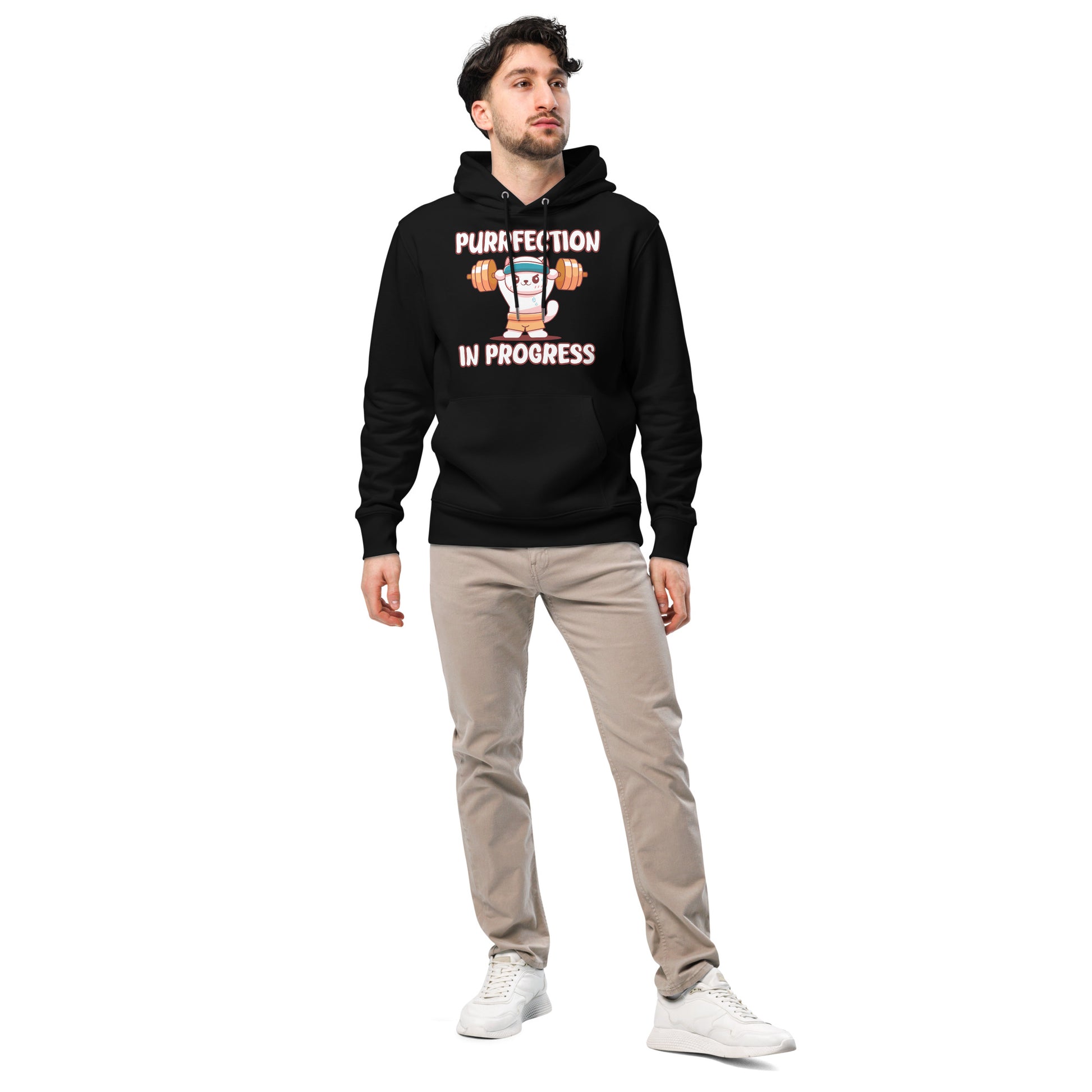 Funny Cat Hoodie – Purrfection in Progress (Weightlifting Edition) - JollyKitties
