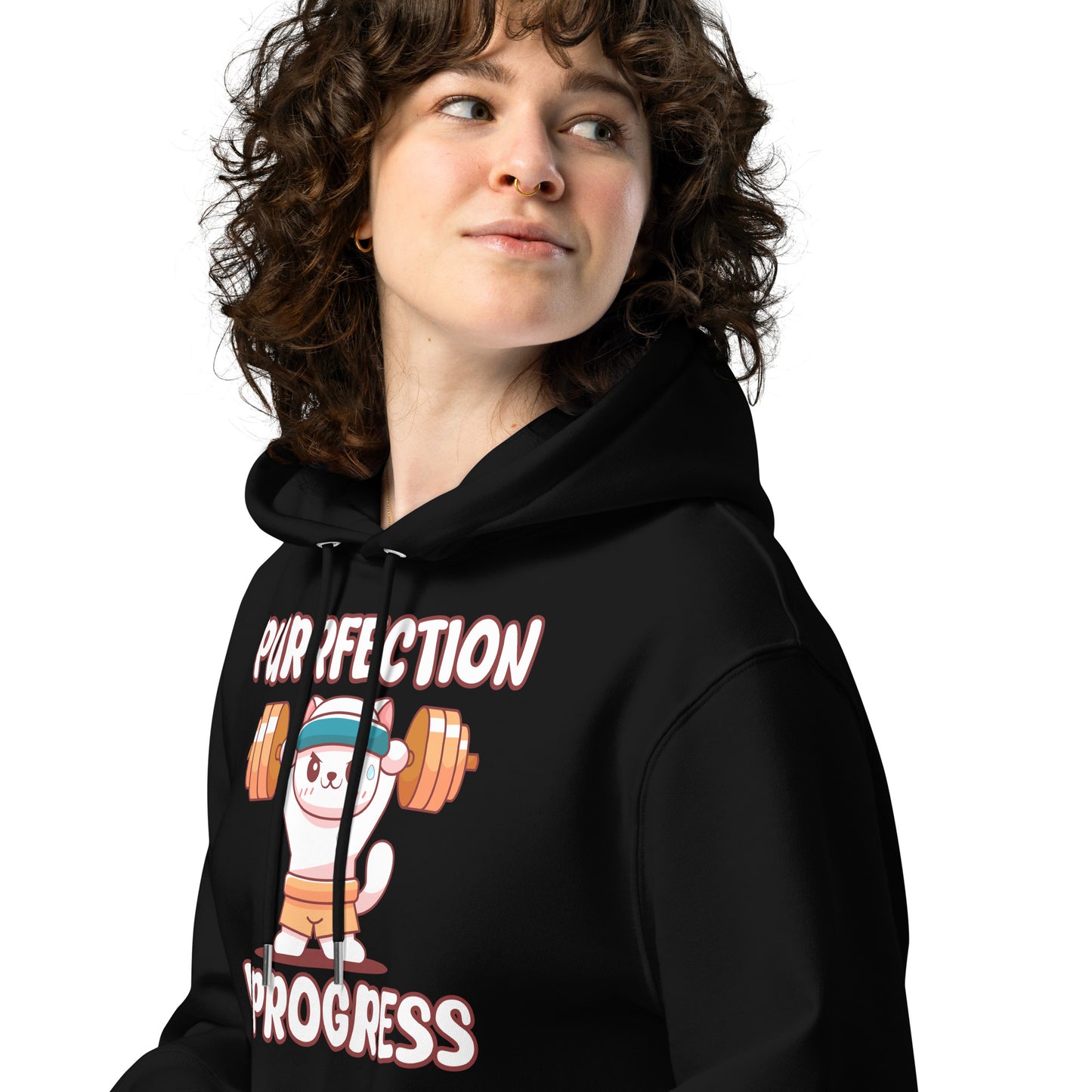 Funny Cat Hoodie – Purrfection in Progress (Weightlifting Edition) - JollyKitties
