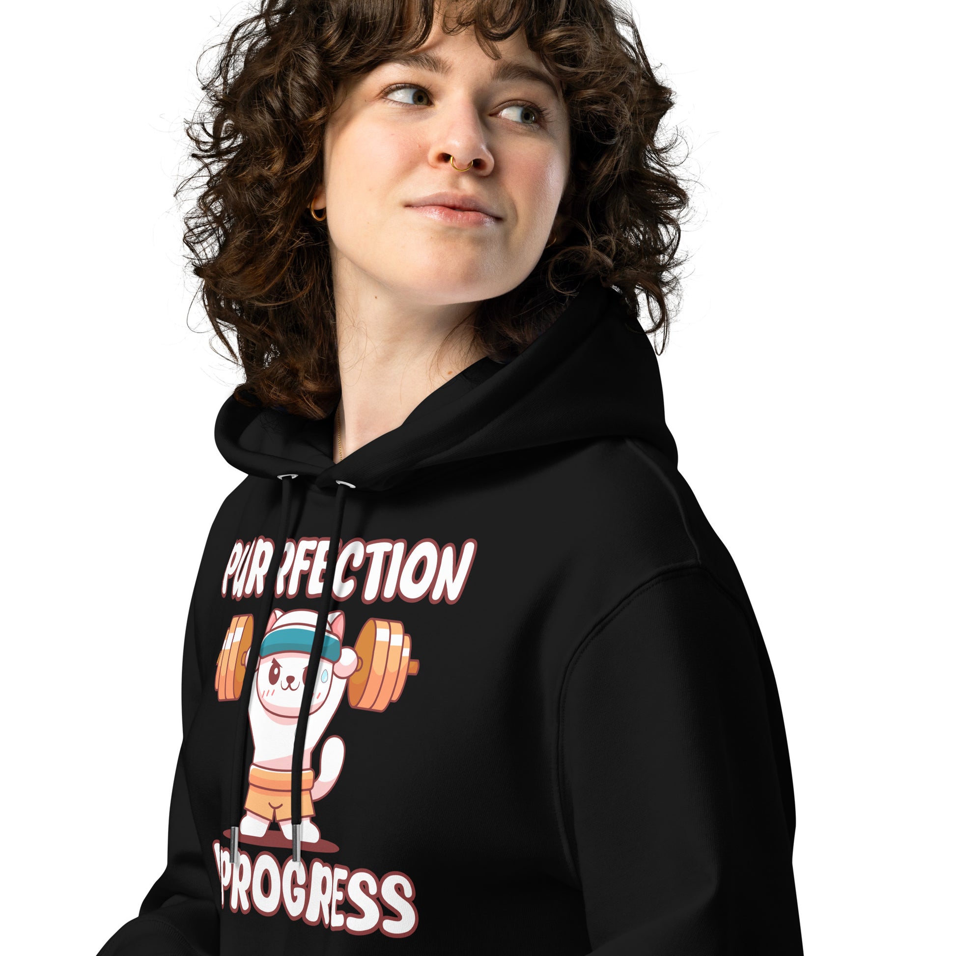 Funny Cat Hoodie – Purrfection in Progress (Weightlifting Edition) - JollyKitties