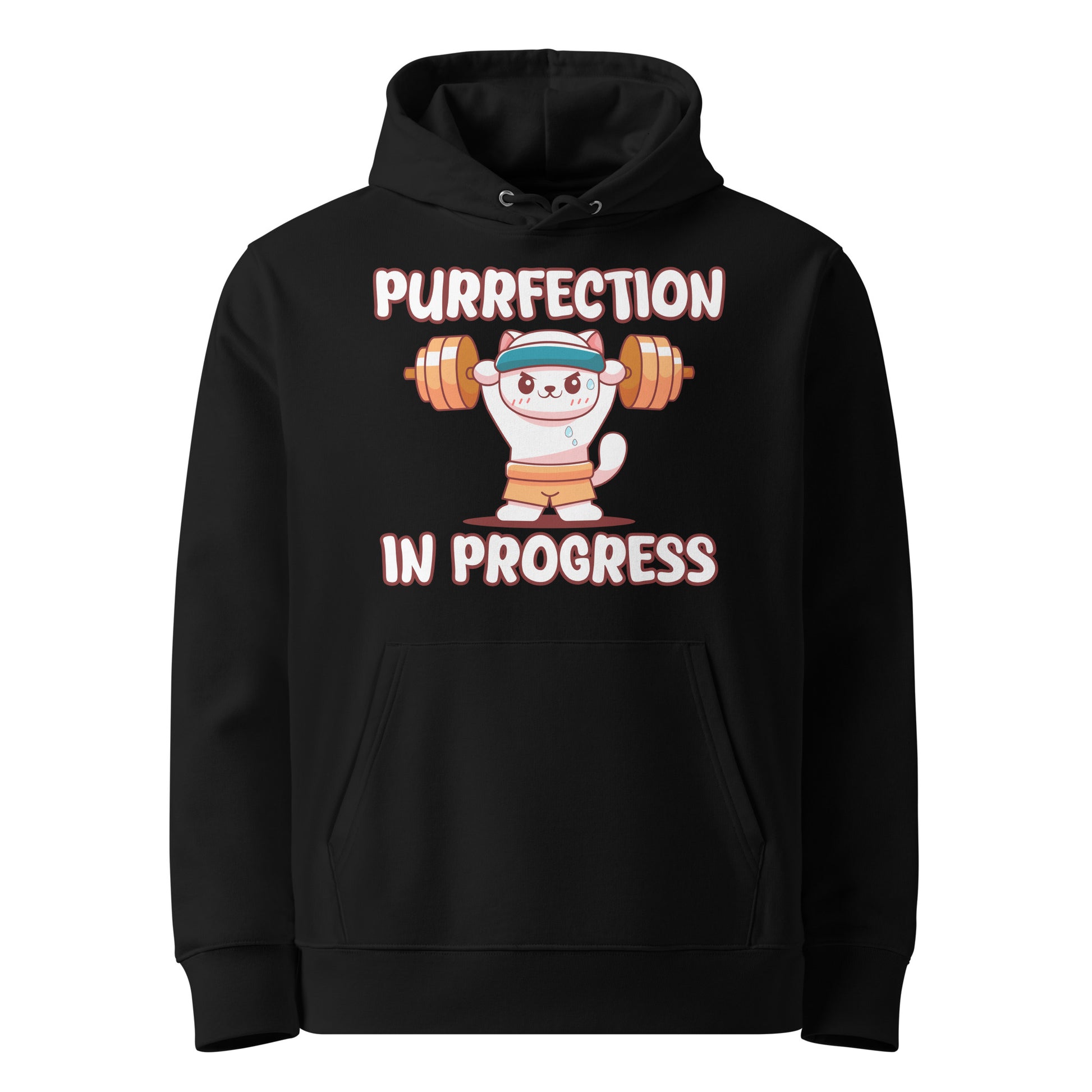 Funny Cat Hoodie – Purrfection in Progress (Weightlifting Edition) - JollyKitties