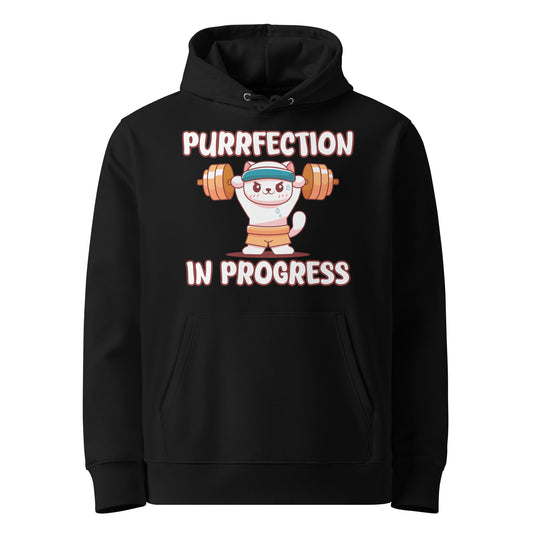 Funny Cat Hoodie – Purrfection in Progress (Weightlifting Edition) - JollyKitties