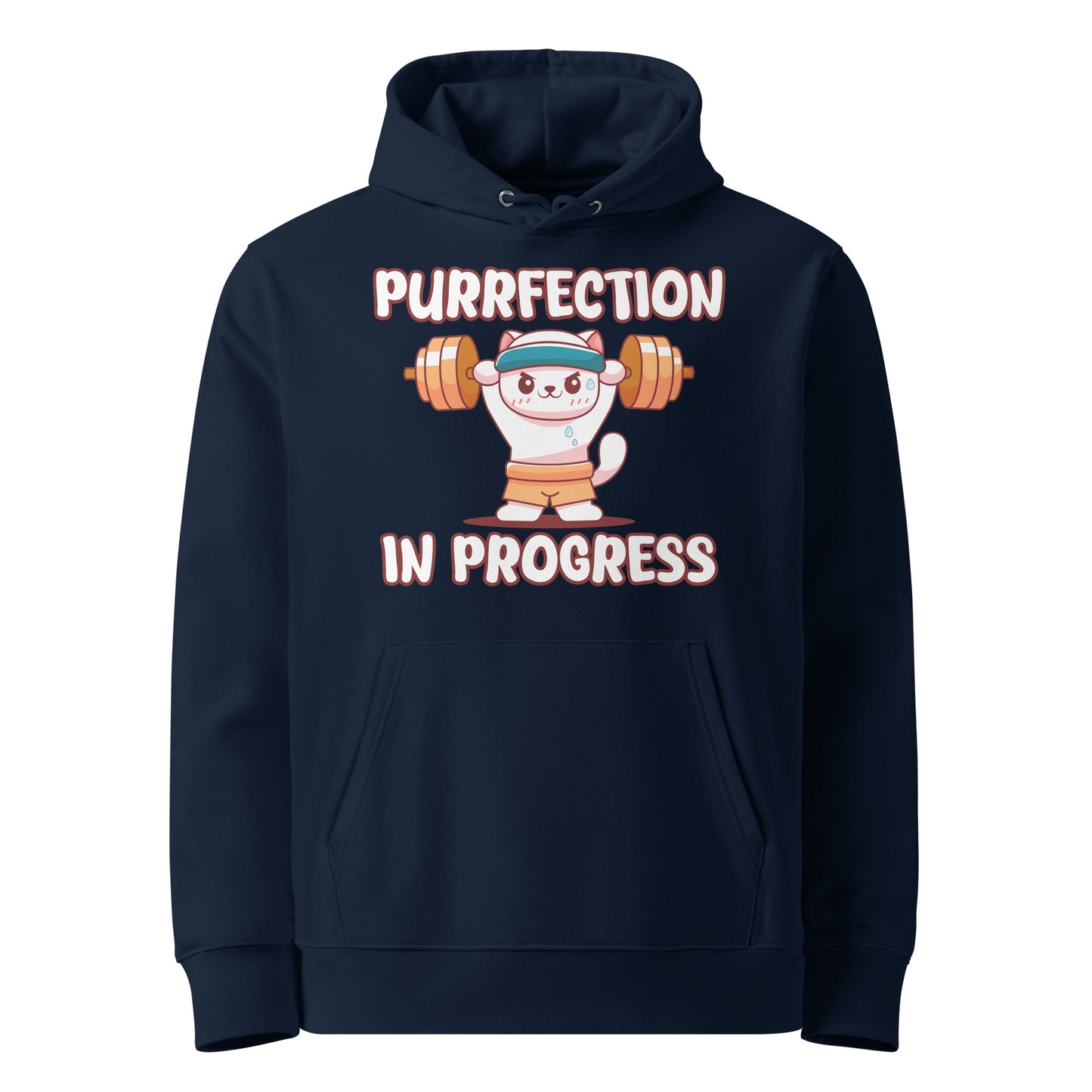 Funny Cat Hoodie – Purrfection in Progress (Weightlifting Edition) - JollyKitties