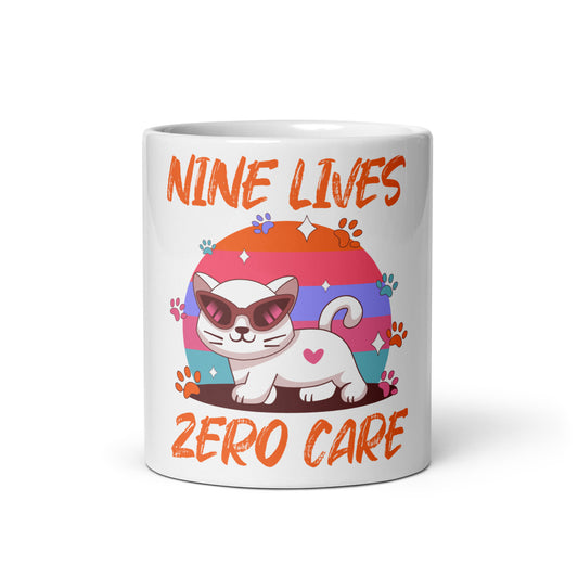 Funny Cat Mug – Nine Lives Zero Care - JollyKitties