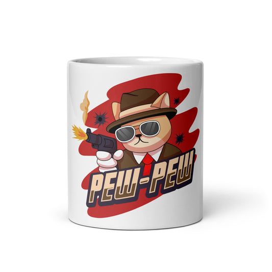 Funny Cat Mug – Pew Pew (Red Splash Edition) - JollyKitties