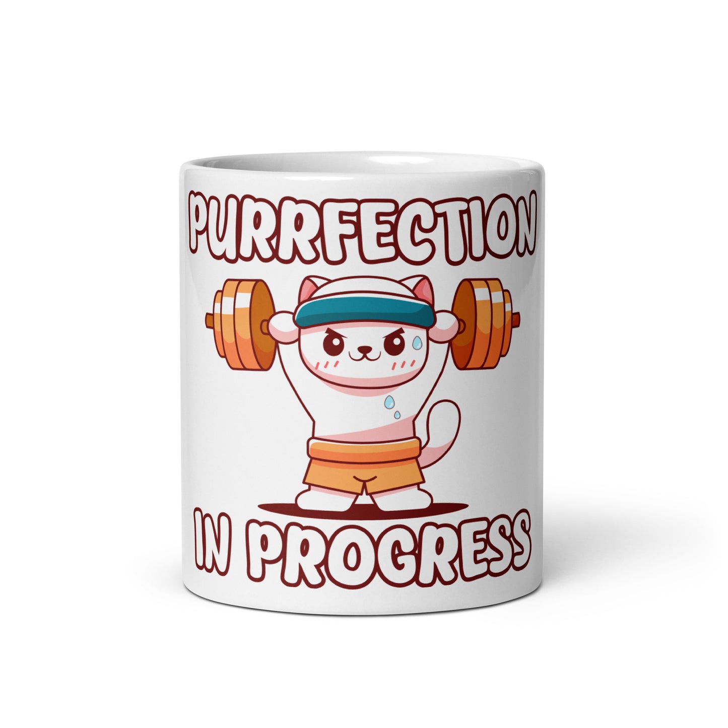 Funny Cat Mug – Purrfection in Progress (Weightlifting Edition) - JollyKitties