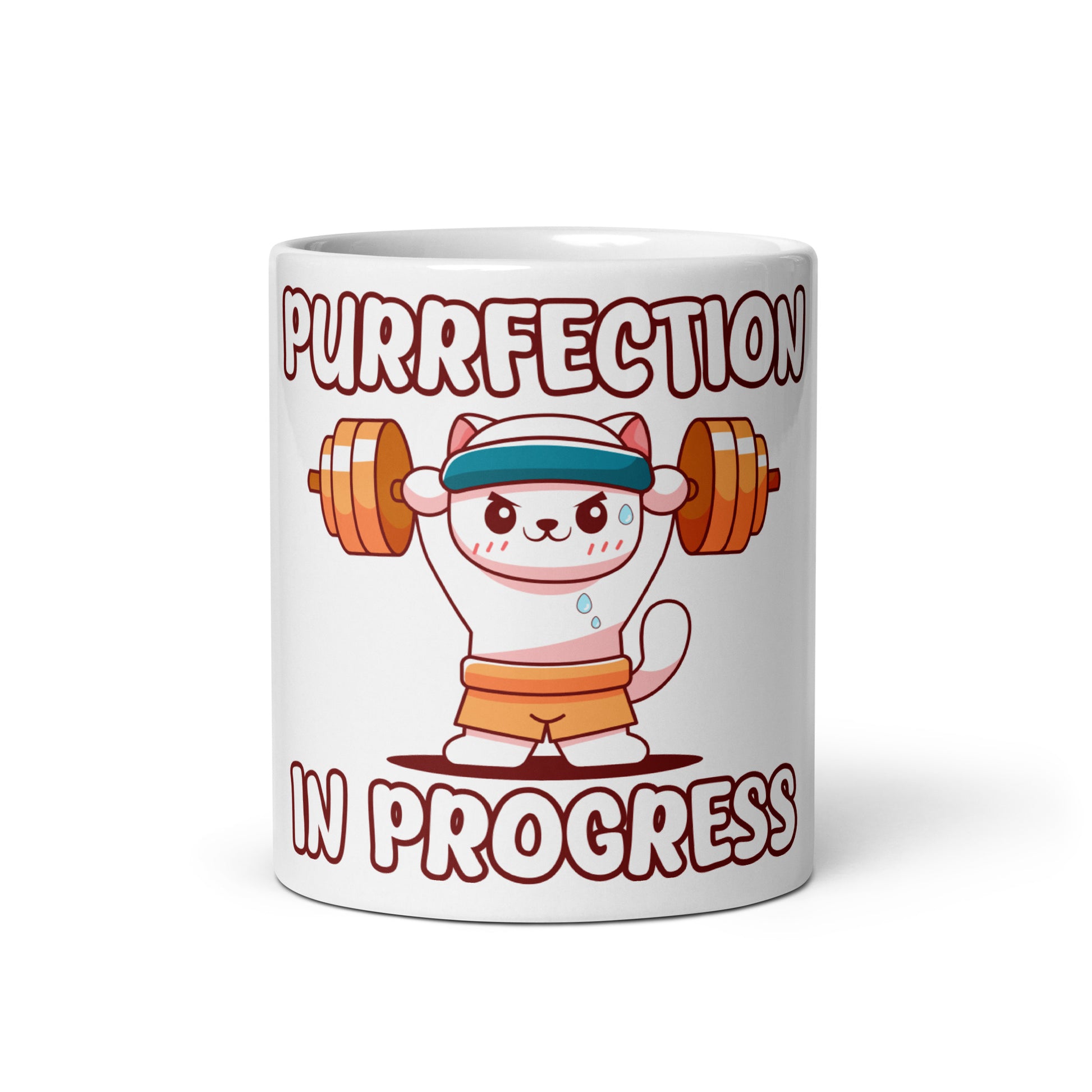 Funny Cat Mug – Purrfection in Progress (Weightlifting Edition) - JollyKitties