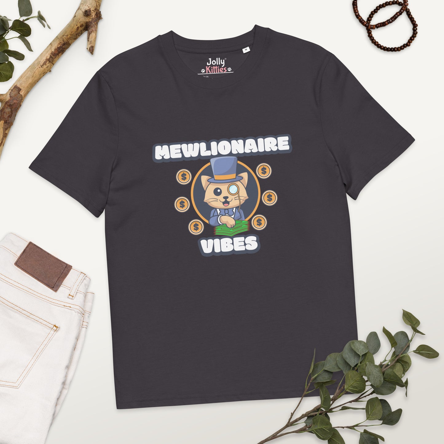 Funny Cat T-Shirt – Mewlionaire Vibes - JollyKitties