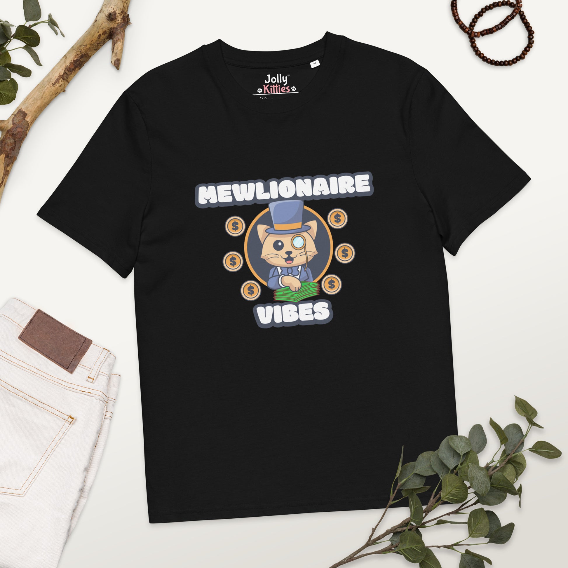 Funny Cat T-Shirt – Mewlionaire Vibes - JollyKitties