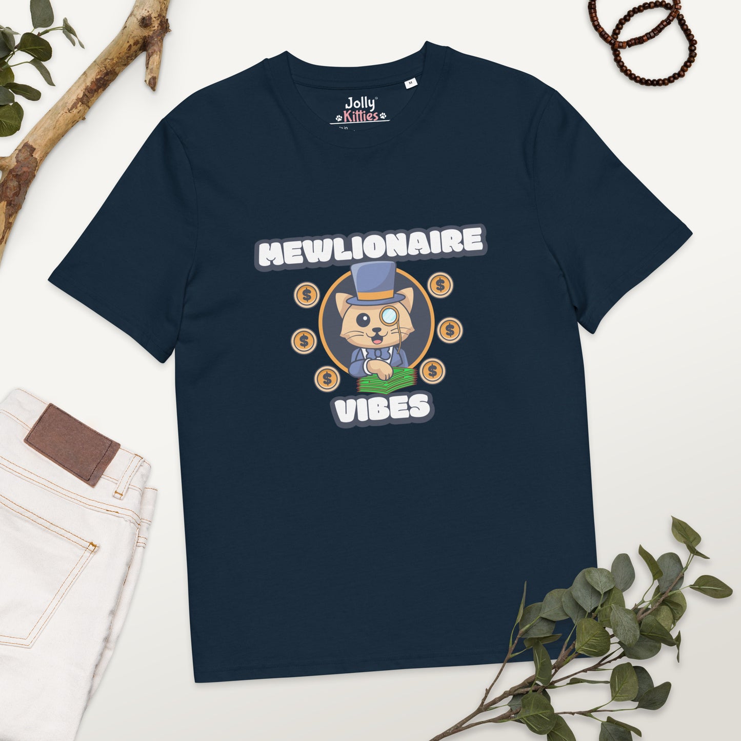 Funny Cat T-Shirt – Mewlionaire Vibes - JollyKitties