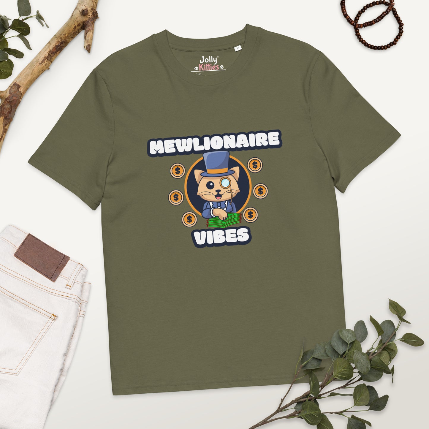 Funny Cat T-Shirt – Mewlionaire Vibes - JollyKitties