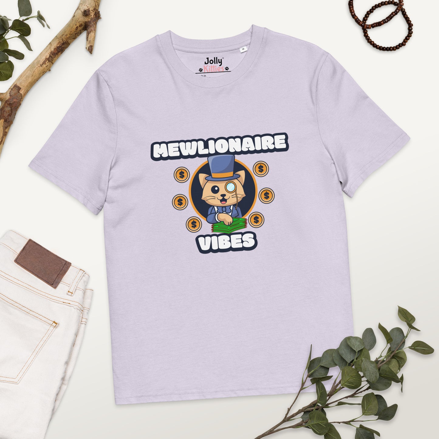 Funny Cat T-Shirt – Mewlionaire Vibes - JollyKitties