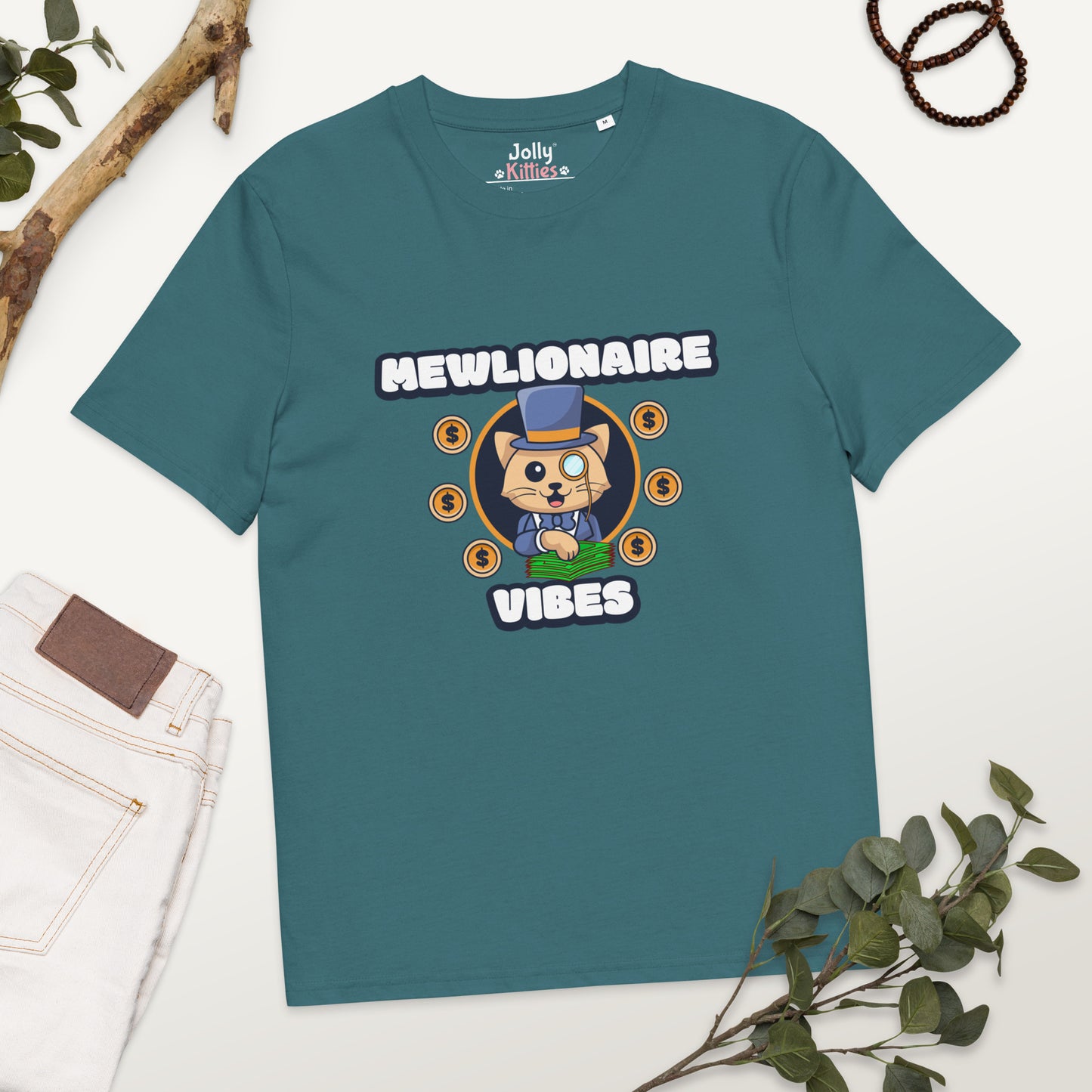 Funny Cat T-Shirt – Mewlionaire Vibes - JollyKitties