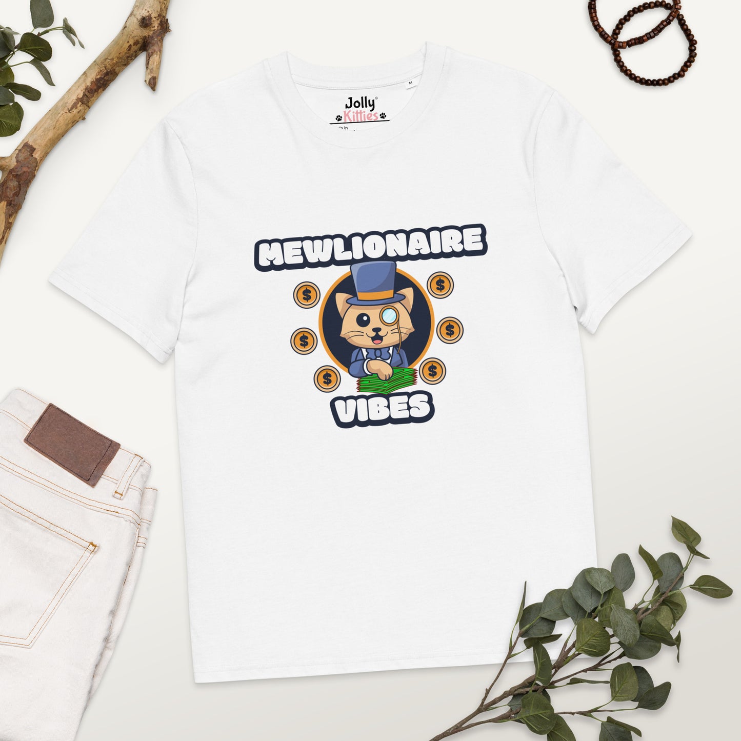 Funny Cat T-Shirt – Mewlionaire Vibes - JollyKitties
