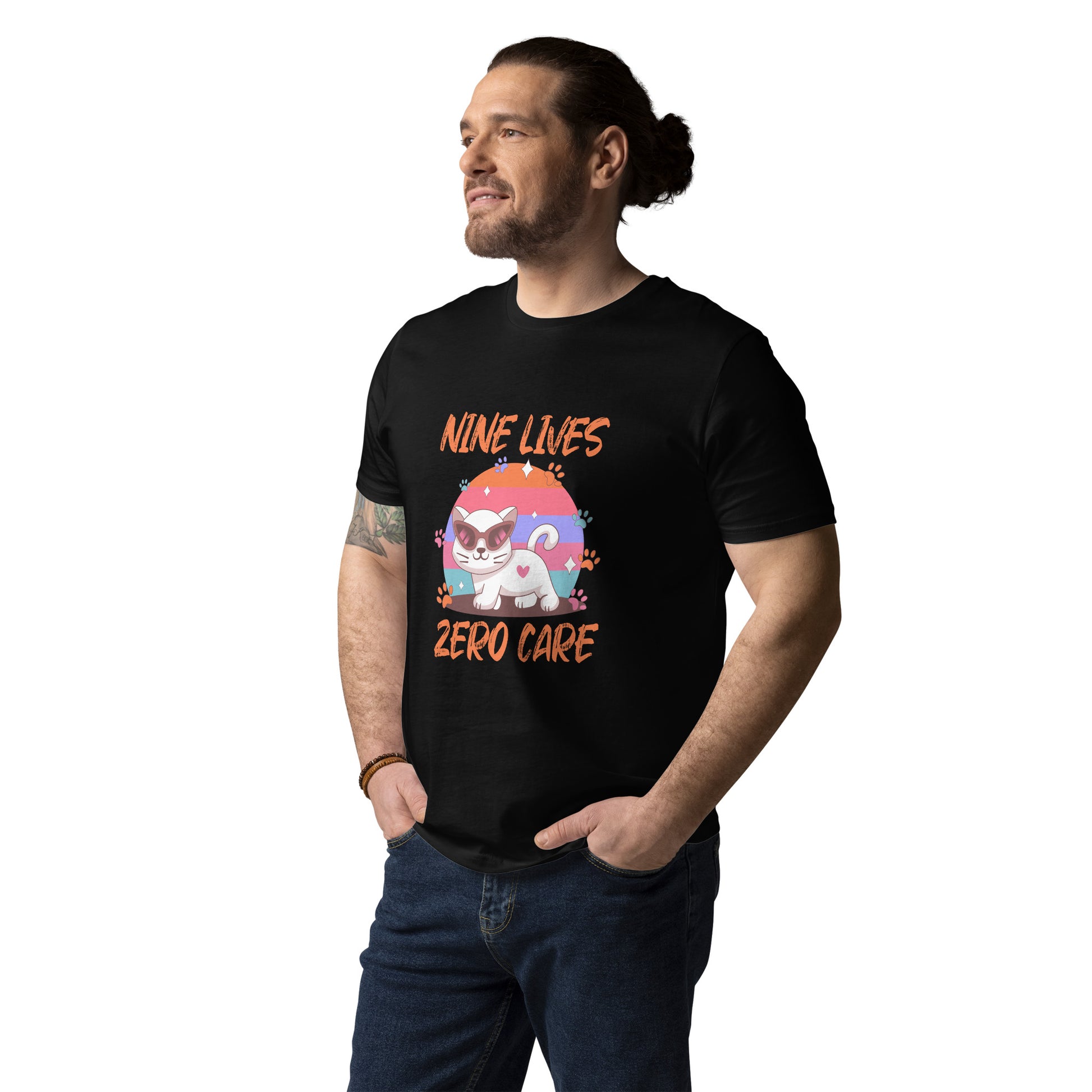 Funny Cat T-Shirt – Nine Lives Zero Care - JollyKitties