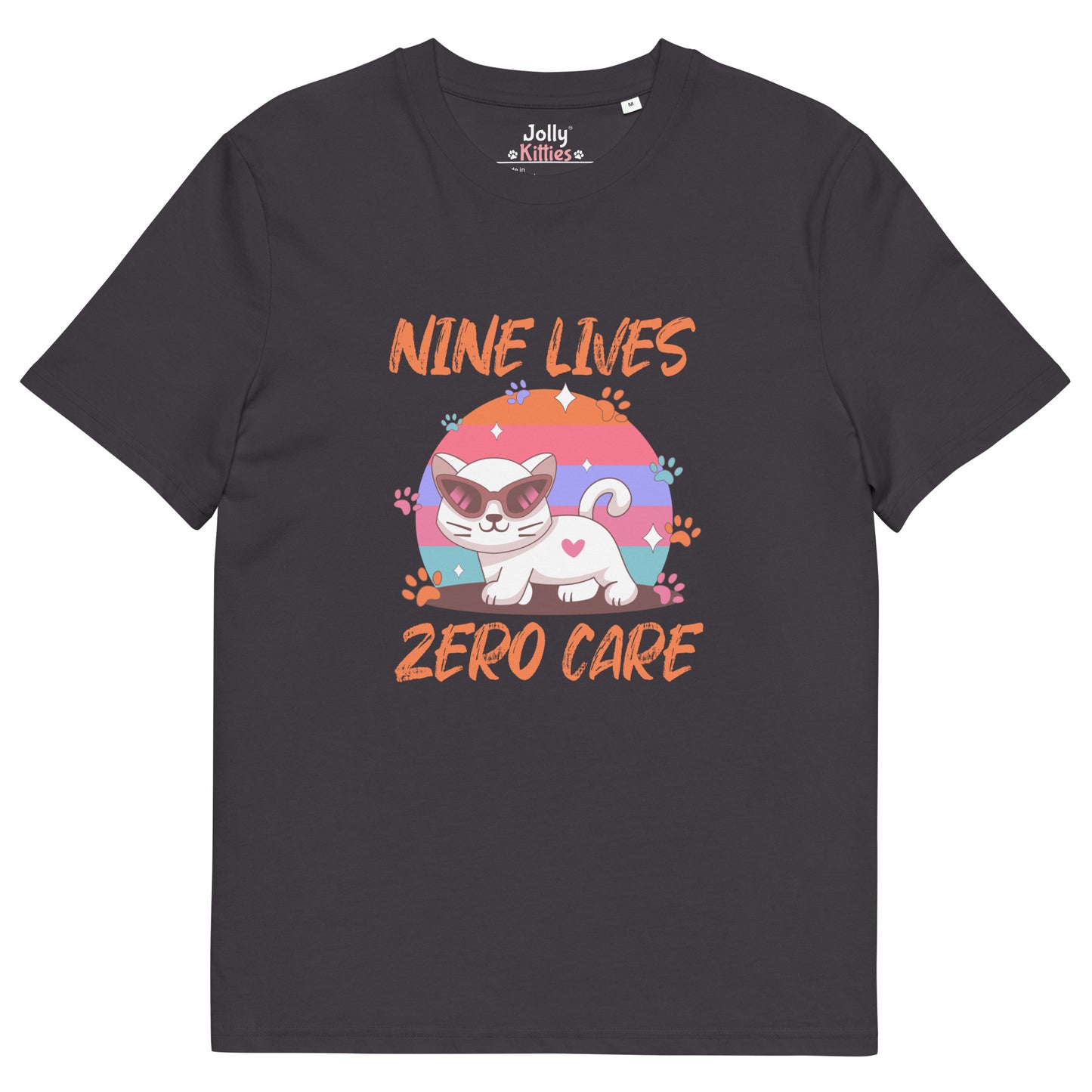 Funny Cat T-Shirt – Nine Lives Zero Care - JollyKitties