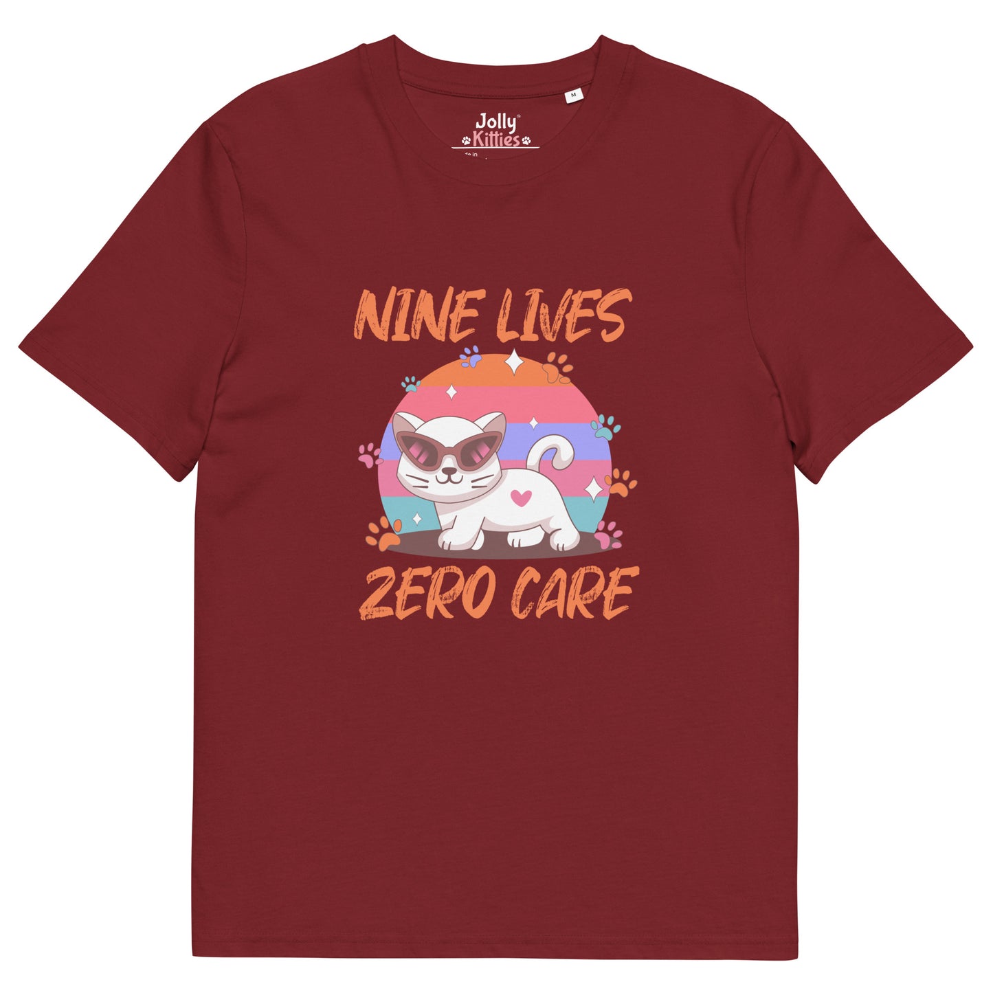 Funny Cat T-Shirt – Nine Lives Zero Care - JollyKitties
