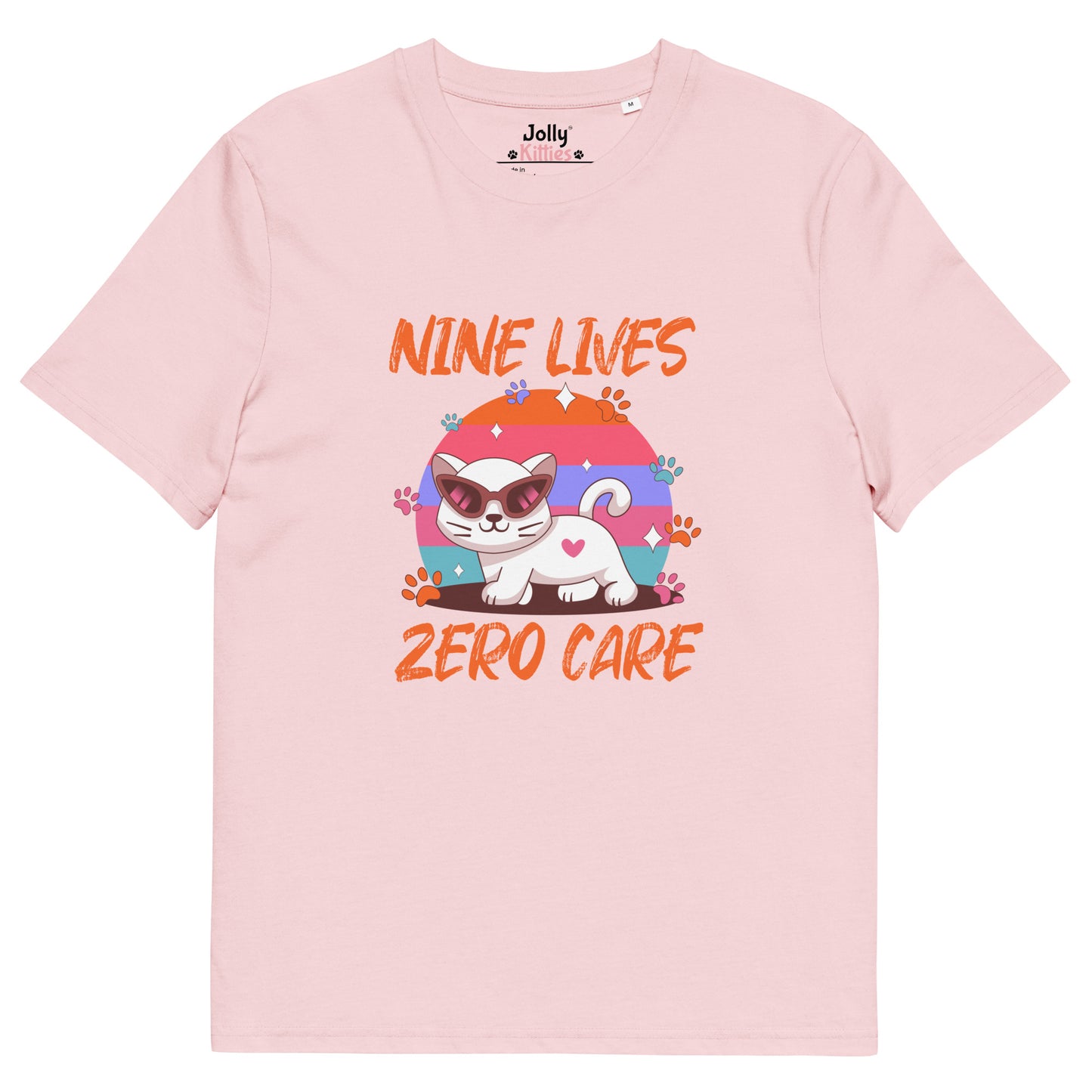 Funny Cat T-Shirt – Nine Lives Zero Care - JollyKitties