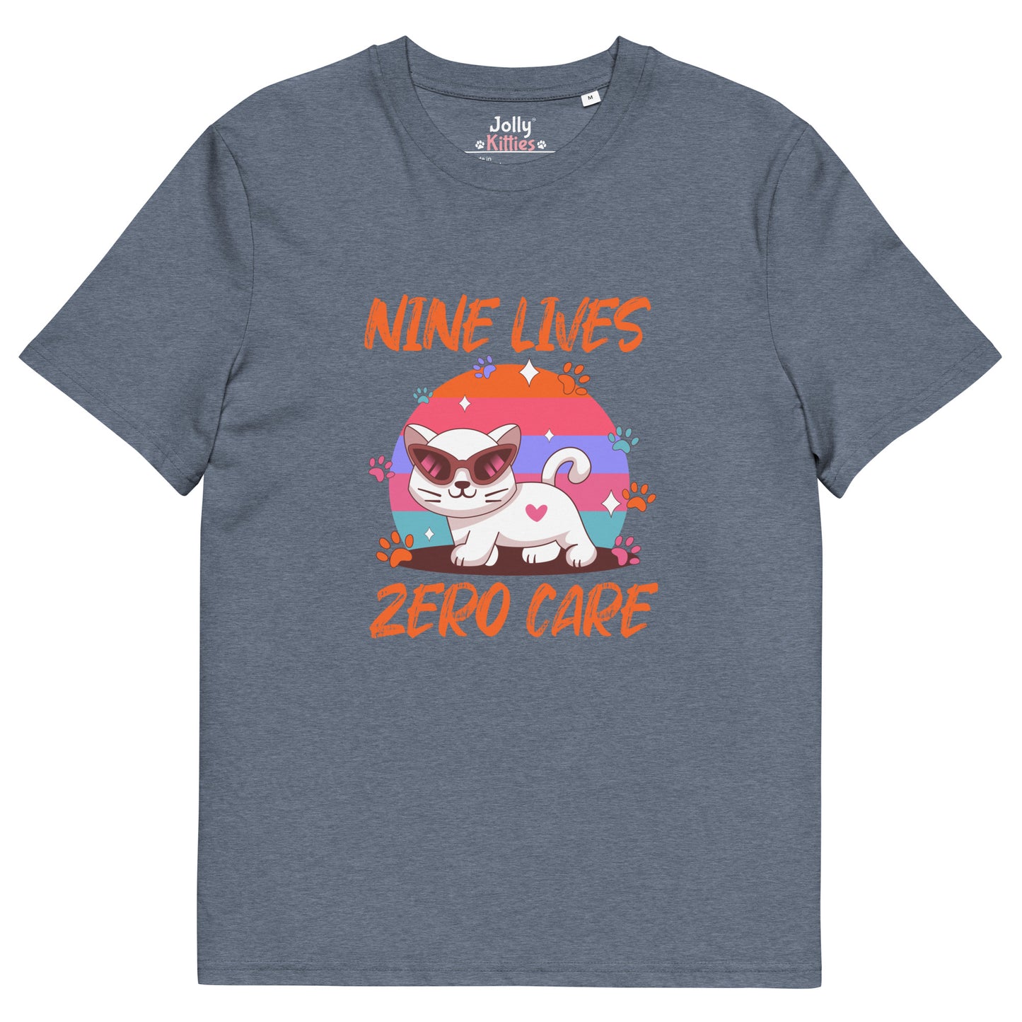 Funny Cat T-Shirt – Nine Lives Zero Care - JollyKitties