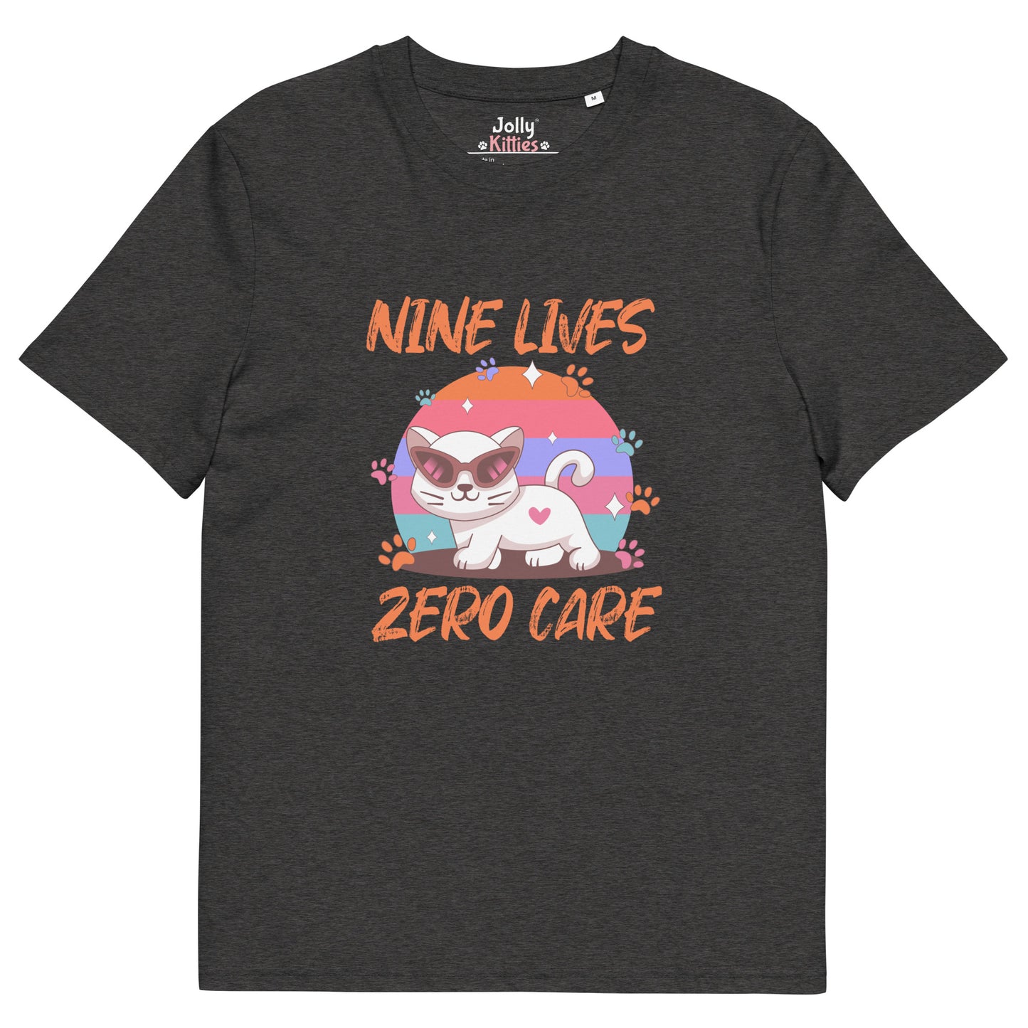 Funny Cat T-Shirt – Nine Lives Zero Care - JollyKitties