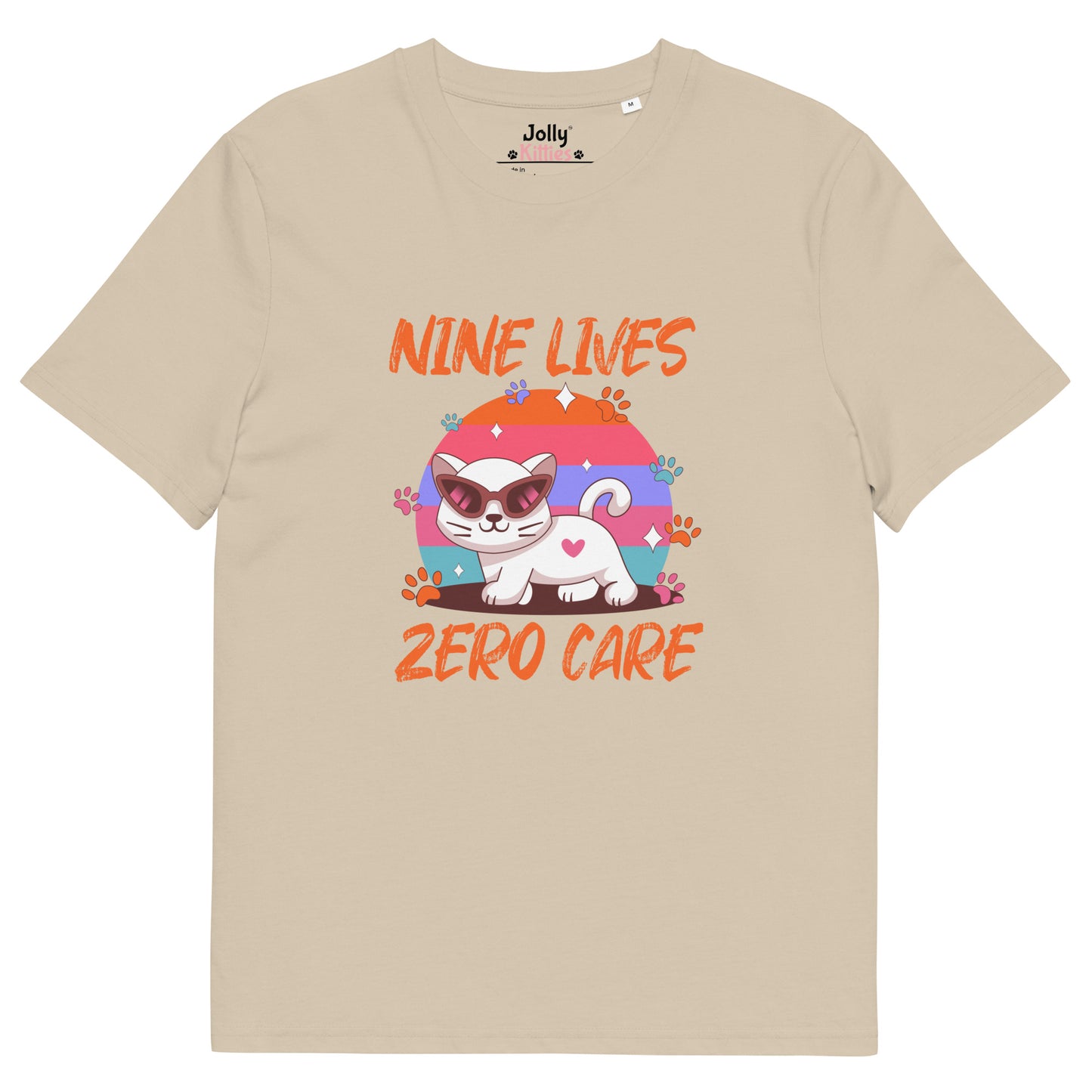 Funny Cat T-Shirt – Nine Lives Zero Care - JollyKitties