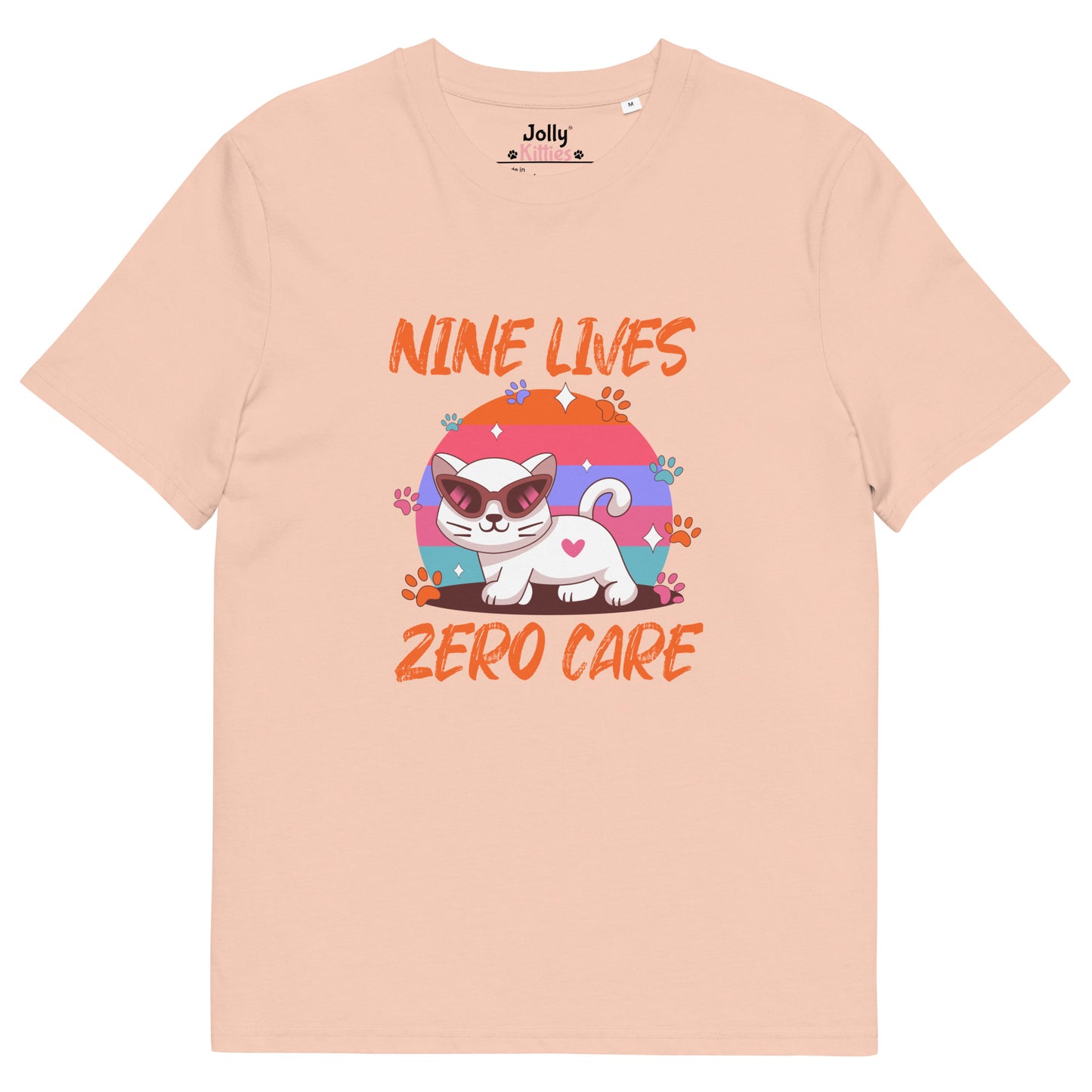 Funny Cat T-Shirt – Nine Lives Zero Care - JollyKitties