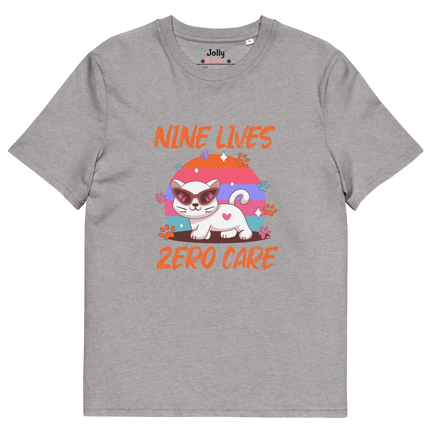 Funny Cat T-Shirt – Nine Lives Zero Care - JollyKitties