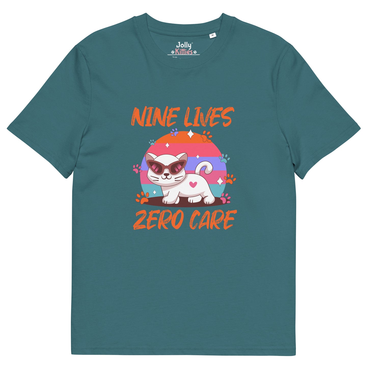 Funny Cat T-Shirt – Nine Lives Zero Care - JollyKitties