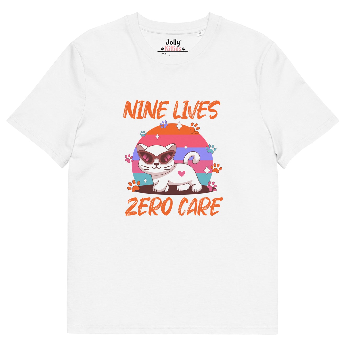 Funny Cat T-Shirt – Nine Lives Zero Care - JollyKitties