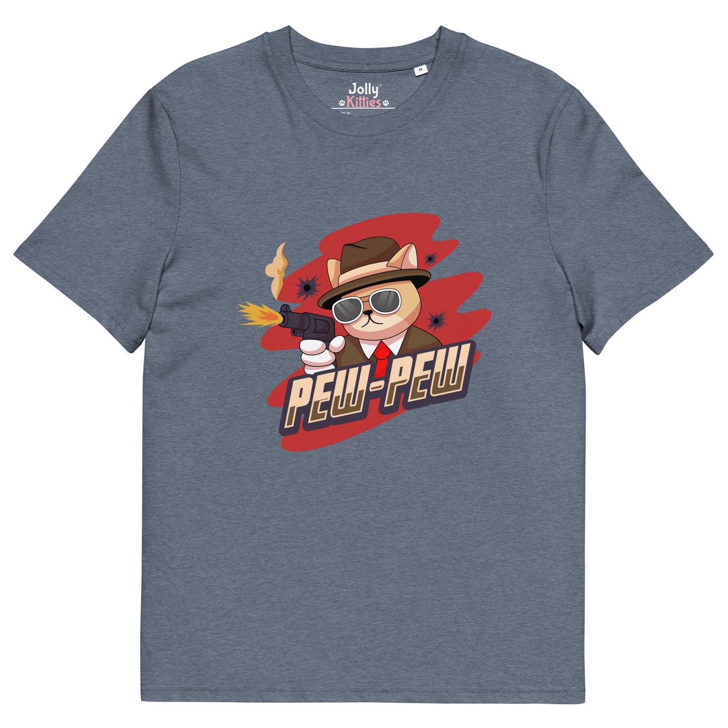 Funny Cat T-Shirt – Pew Pew (Red Splash Edition) - JollyKitties